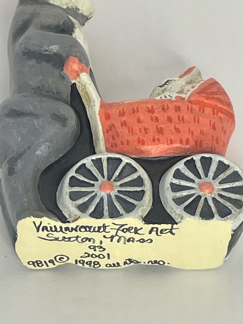 Vaillancourt Folk Art Pink Baby Carriage 9819 Chalkware Rare Vintage - Picture 13 of 16